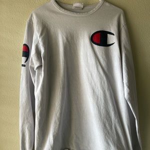 White Champion Long sleeve shirt size L, minor stain on the back see pictures